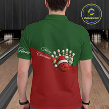 Load image into Gallery viewer, Red and Green Christmas Bowling Polo, Quarter Zip Shirts For Men custom mens bowling jerseys NQS11052