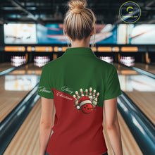 Load image into Gallery viewer, Red and Green Christmas Bowling Polo, Quarter Zip Shirts For Women custom Ladies bowling jerseys NQS11052