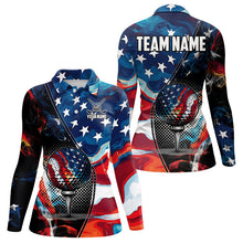 Load image into Gallery viewer, Red, White and Blue American Flag Women Golf Polo Shirts Custom Patriotic Team Golf Shirt For Golfer NQS9695