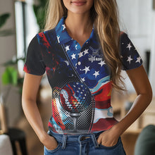 Load image into Gallery viewer, Red, White and Blue American Flag Women Golf Polo Shirts Custom Patriotic Team Golf Shirt For Golfer NQS9695