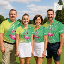 Load image into Gallery viewer, Funny Pink Flamingo Golf Polo Shirts for Women Custom Flamingo ladies golf outfit | Green NQS11746