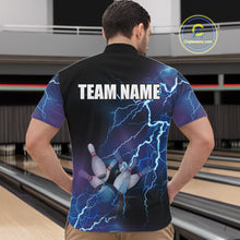 Load image into Gallery viewer, Men&#39;s bowling Quarter Zip shirts Custom blue lightning thunder Bowling Team Jersey, gift for Bowlers NQS5244