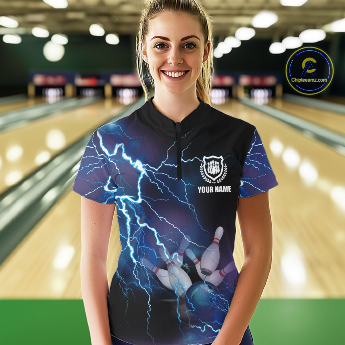 personalized bowling shirt for women – custom name design side view