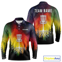 Load image into Gallery viewer, Colorful rainbow trees pattern Disc golf polo shirts for Mens Custom Disc Golf Clothing for Team  NQS10128