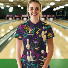 Load image into Gallery viewer, Funny Bowling shirts for Women custom purple graffiti pattern bowling team jerseys, gift for bowlers NQS10271