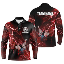 Load image into Gallery viewer, Mens polo bowling shirts Custom red lightning thunder Bowling Team Jersey, gift for team Bowlers NQS6145
