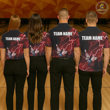 Load image into Gallery viewer, Mens polo bowling shirts Custom red lightning thunder Bowling Team Jersey, gift for team Bowlers NQS6145