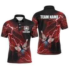 Load image into Gallery viewer, Mens polo bowling shirts Custom red lightning thunder Bowling Team Jersey, gift for team Bowlers NQS6145