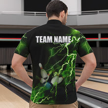 Load image into Gallery viewer, Men's bowling Quarter Zip shirts Custom green lightning thunder Bowling Team Jersey, gift for Bowlers NQS6146