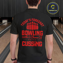 Load image into Gallery viewer, Black and Red retro Bowling shirts for men custom Today&#39;s forecast bowling with a chance of cussing NQS10452