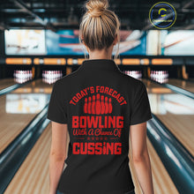 Load image into Gallery viewer, Black and Red retro Bowling shirts for Women custom Today&#39;s forecast bowling with a chance of cussing NQS10452