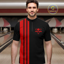 Load image into Gallery viewer, Black and Red retro Bowling shirts for men custom Today&#39;s forecast bowling with a chance of cussing NQS10452