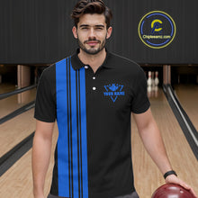 Load image into Gallery viewer, Black and Blue retro Bowling shirts for men custom Today&#39;s forecast bowling with a chance of cussing NQS10453
