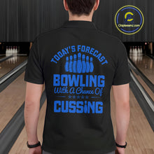 Load image into Gallery viewer, Black and Blue retro Bowling shirts for men custom Today&#39;s forecast bowling with a chance of cussing NQS10453