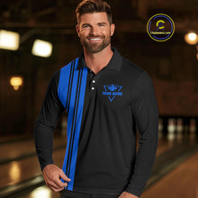 Load image into Gallery viewer, Black and Blue retro Bowling shirts for men custom Today&#39;s forecast bowling with a chance of cussing NQS10453