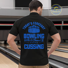 Load image into Gallery viewer, Black and Blue retro Bowling shirts for men custom Today&#39;s forecast bowling with a chance of cussing NQS10453