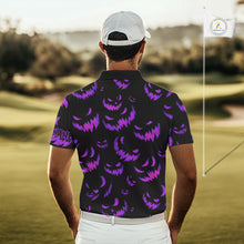 Load image into Gallery viewer, Purple and Black Halloween Pattern Funny Skull Golf polo shirt for men Custom Halloween Mens golf top NQS10663