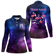 Load image into Gallery viewer, Funny pink Flamingo Team bowling shirts for women custom Galaxy pattern bowling jerseys for bowlers NQS8730