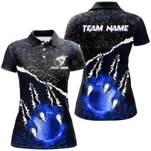 Load image into Gallery viewer, Blue Flame Golf ball black camo pattern Women golf polo shirts custom golf attire for women NQS8735