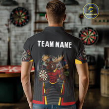 Load image into Gallery viewer, Black and Red Funny Moose Darts Polo, Quarter Zip Shirts For Men Custom Darts Team Jerseys NQS11065