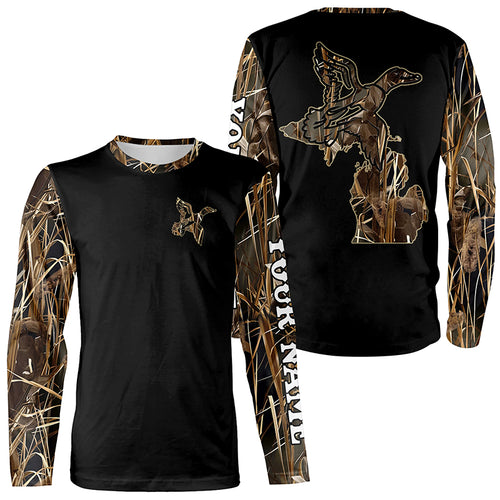 Duck hunting Michigan Waterfowl Camo Customize 3D All Over Printed Shirts Personalized Hunting gift NQS2641