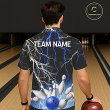 Load image into Gallery viewer, Bowling Hawaiian Shirt Custom Blue lightning thunder team bowling league jerseys NQS11261