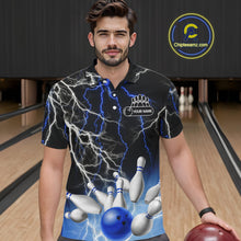 Load image into Gallery viewer, Men's bowling Polo, Quarter Zip shirts Custom Blue lightning thunder team bowling league jerseys NQS11261