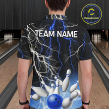 Load image into Gallery viewer, Men's bowling Polo, Quarter Zip shirts Custom Blue lightning thunder team bowling league jerseys NQS11261