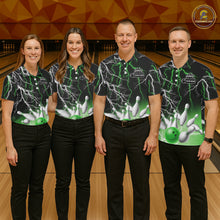 Load image into Gallery viewer, Men's bowling Polo, Quarter Zip shirts Custom Green lightning thunder team bowling league jerseys NQS11262