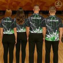 Load image into Gallery viewer, Men's bowling Polo, Quarter Zip shirts Custom Green lightning thunder team bowling league jerseys NQS11262