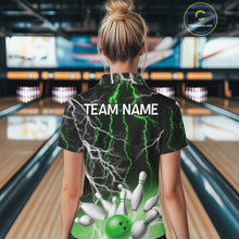 Load image into Gallery viewer, Women's bowling Polo, Quarter Zip shirts Custom Green lightning thunder team bowling league jerseys NQS11262