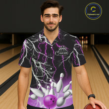 Load image into Gallery viewer, Bowling Hawaiian Shirt Custom Purple lightning thunder team bowling league jerseys NQS11263