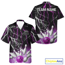 Load image into Gallery viewer, Bowling Hawaiian Shirt Custom Purple lightning thunder team bowling league jerseys NQS11263