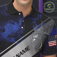 Load image into Gallery viewer, Red, White &amp; Blue Smoke American Flag Bowling shirts For men Custom patriotic Team bowling jersey NQS11269