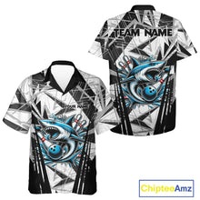 Load image into Gallery viewer, Black and White Camo Shark Bowling Team Hawaiian shirts Custom Shark Bowling button up Shirt NQS11471