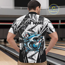 Load image into Gallery viewer, Black and White Camo Shark Bowling Team Shirts For Men Custom Shark Bowling Polo, Quarter Zip Shirt NQS11471