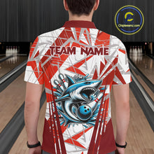 Load image into Gallery viewer, Red and White Camo Shark Bowling Team Shirts For Men Custom Shark Bowling Polo, Quarter Zip Shirt NQS11472