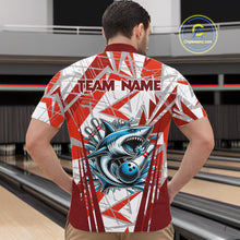 Load image into Gallery viewer, Red and White Camo Shark Bowling Team Shirts For Men Custom Shark Bowling Polo, Quarter Zip Shirt NQS11472