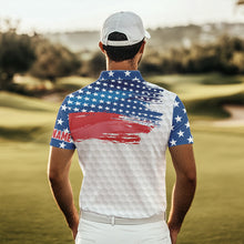 Load image into Gallery viewer, Personalized Red, White and Blue American Flag Men golf polo shirts Custom patriotic mens golf wear NQS9550