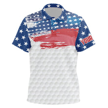 Load image into Gallery viewer, Personalized Red, White and Blue American Flag Kid golf polo shirt Custom patriotic golf tops for Kid NQS9550