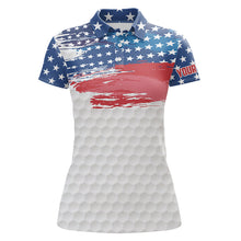 Load image into Gallery viewer, Personalized Red, White and Blue American Flag Women golf polo shirt Custom patriotic ladies golf tops NQS9550