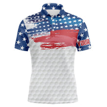 Load image into Gallery viewer, Personalized Red, White and Blue American Flag Men golf polo shirts Custom patriotic mens golf wear NQS9550
