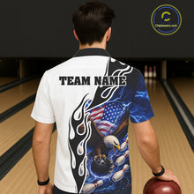 Load image into Gallery viewer, Blue Lightning Thunder American Flag Eagle Bowling Hawaiian shirt Custom Patriotic Team Bowler Jersey NQS11658