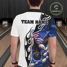 Load image into Gallery viewer, Blue Lightning Thunder American Flag Eagle Bowling shirt for Men Custom Patriotic Team bowling Jersey NQS11658