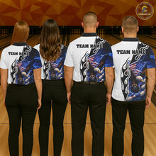 Load image into Gallery viewer, Blue Lightning Thunder American Flag Eagle Bowling shirt for Men Custom Patriotic Team bowling Jersey NQS11658