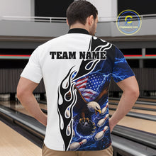 Load image into Gallery viewer, Blue Lightning Thunder American Flag Eagle Bowling shirt for Men Custom Patriotic Team bowling Jersey NQS11658