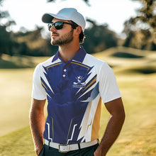 Load image into Gallery viewer, White and Blue Camo Custom Golf Polo Shirts For Men, mens golf outfit team golf shirts NQS9710