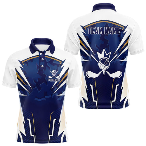White and Blue Camo Custom Golf Polo Shirts For Men, mens golf outfit team golf shirts NQS9710