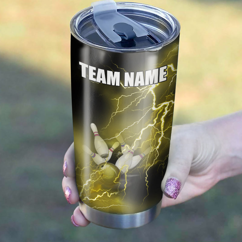 Multicolor Lightning thunder storm Bowling ball pins Custom name and team name bowling tumblers Cup NQS9711