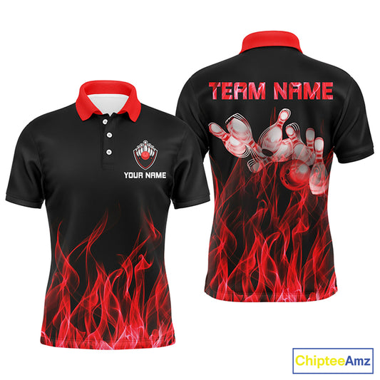 Custom Red bowling shirt for men – personalized team jersey front view